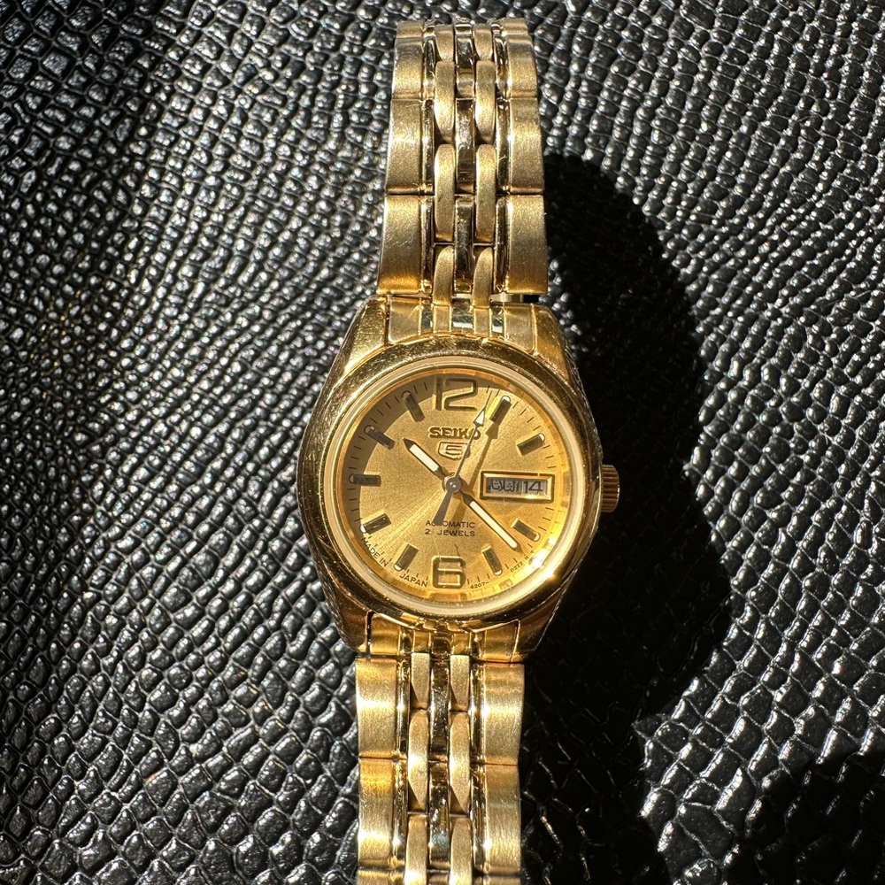 SEIKO Series 5 Automatic Gold Dial Ladies Watch